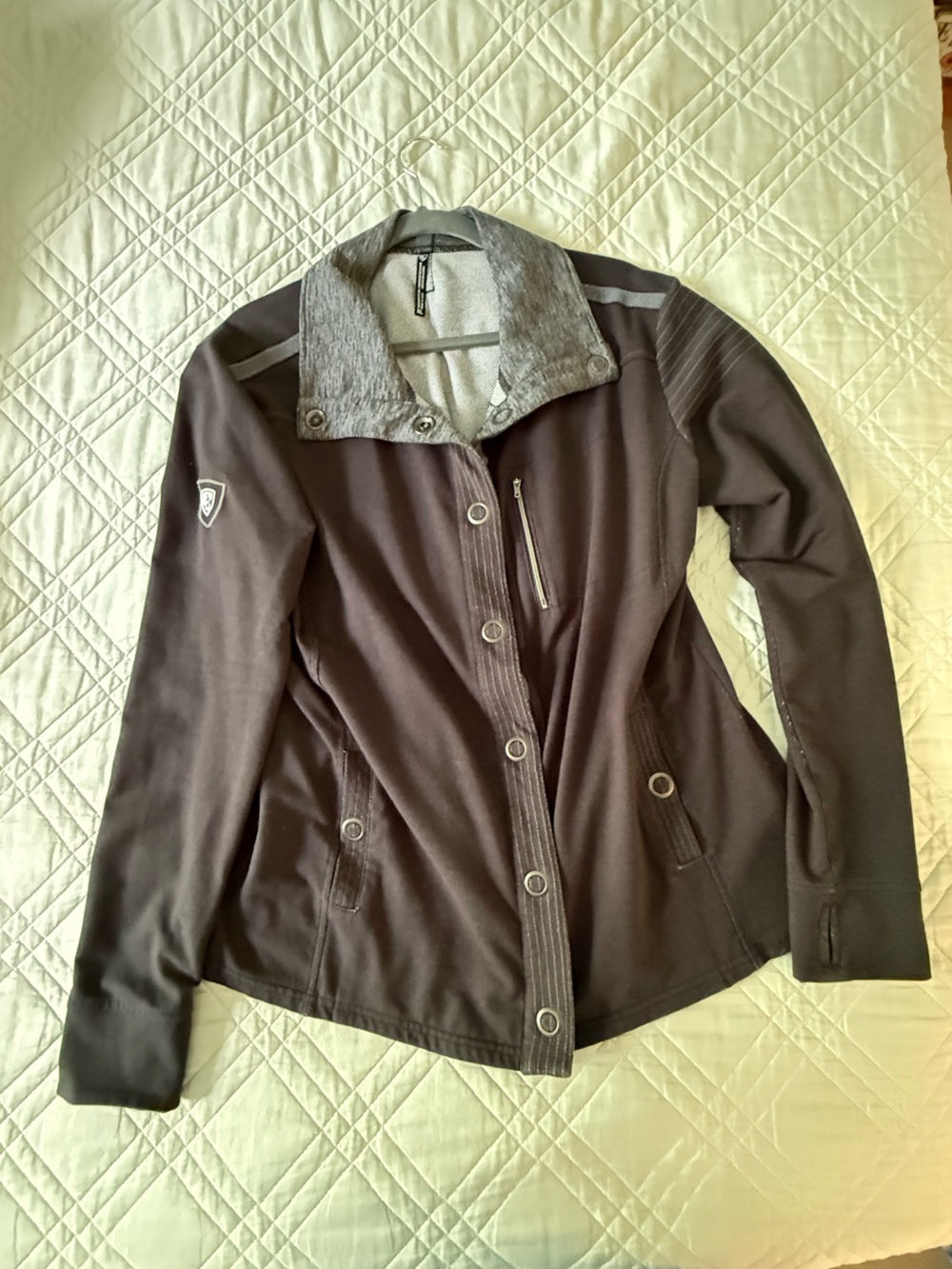 Kuhl Women's Black Snaps Front Jacket with Contrasting Grey Collar